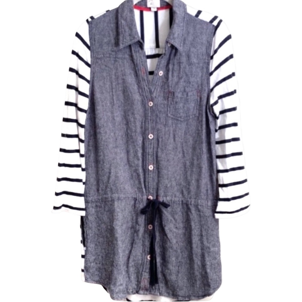 Anthropologie "Postal Code" STCL Chambray Blue Linen Blend Dress